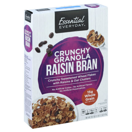 Essential Everyday, Crunchy Granola Raisin Bran Cereal, Case Of 12, 18.2 Oz