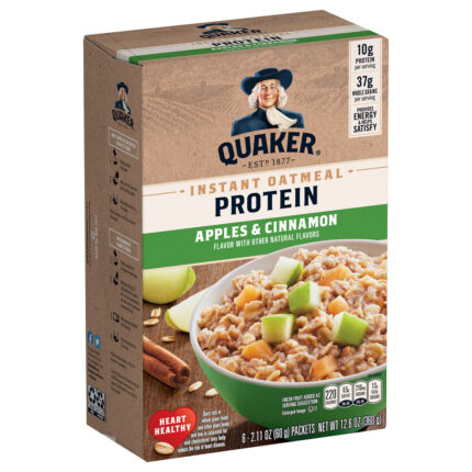 Quaker, Protein Instant Oatmeal Apples And Cinnamon Flavor, Case Of 6, 12.6 Oz
