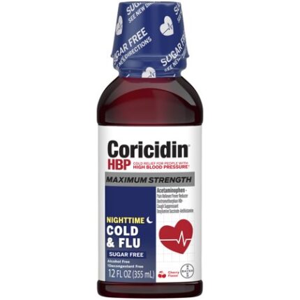Coricidin, Hbp Maximum Strength Night Cold & Flu Liquid Sugar Free, Case Of 3, 11.97 Fl Oz