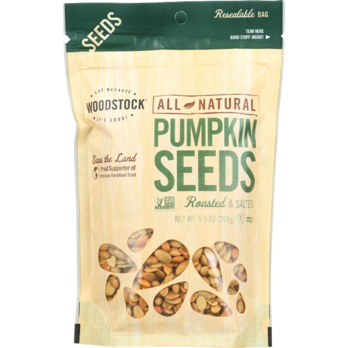 Woodstock Farms, Pumpkin Seeds Roasted And Salted, Case Of 12, 10.5 Oz - Image 1