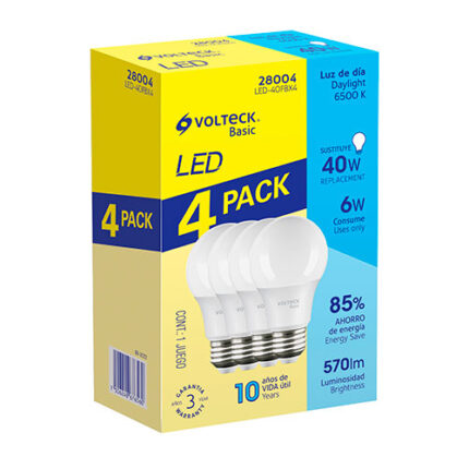 *** 6W, Daylight Led Bulb,Volteckbasic,4Pack                         Special Order Item (Extended Lead Time 35-50 Days)