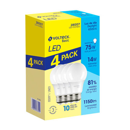 *** 14W,Daylight Led Bulb,Volteckbasic,4Pack                         Special Order Item (Extended Lead Time 35-50 Days)