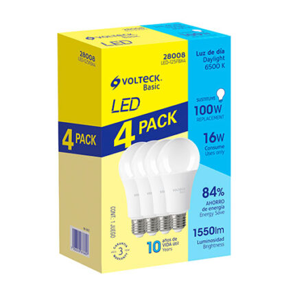 *** 16W,Daylight Led Bulb,Volteckbasic,4Pack                         Special Order Item (Extended Lead Time 35-50 Days)