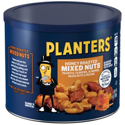 Planters, Honey Roasted Mixed Nuts Canister, Case Of 6, 10 Oz