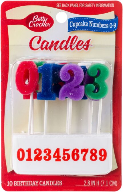 Betty Crocker, Birthday Cupcake Candles Numeral Zero To Nine, Case Of 6, 1 Ct