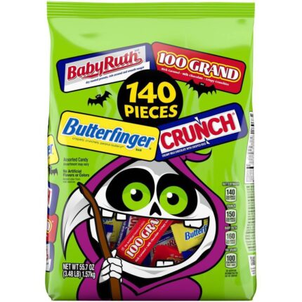 Butterfinger, Baby Ruth 100 Grand Crunch Halloween Chocolate Xl Variety Bag, Case Of 6, 55.7 Oz