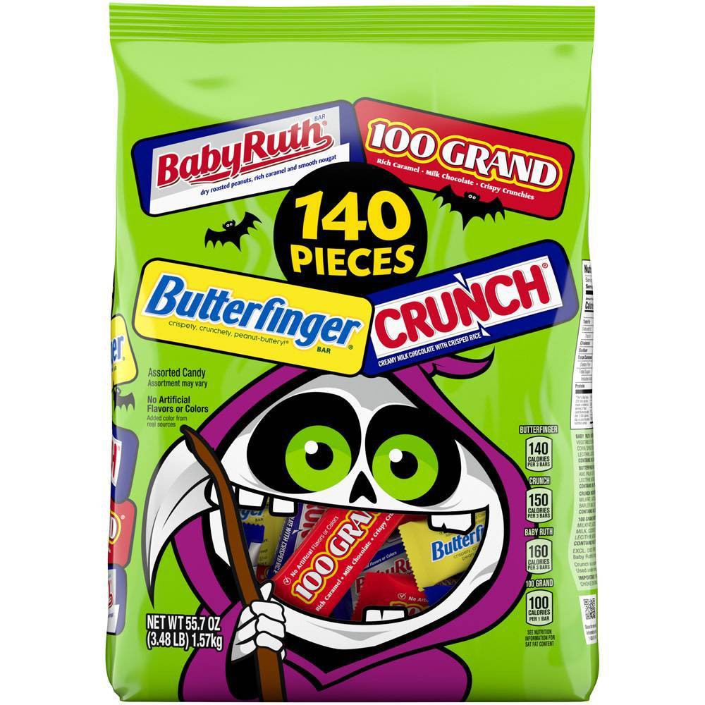 2982165721jpg_Barcode20LookUp.jpg Butterfinger, Baby Ruth 100 Grand Crunch Halloween Chocolate Xl Variety Bag, Case Of 6, 55.7 Oz - Image 1
