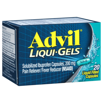 Advil, Ibuprofen Liqui-Gels Pain Reliever & Fever Reducer Capsules, Case Of 6, 20 Ct