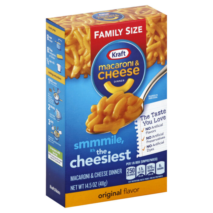 Kraft, Original Macaroni & Cheese Dinner Family Size Box, Case Of 24, 14.5 Oz - Image 1