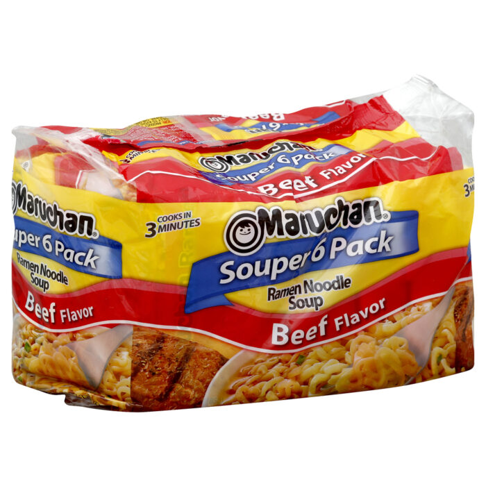 Maruchan, Souper 6 Pack Beef Flavored Ramen Noodles, Case Of 4, 18 Oz - Image 1