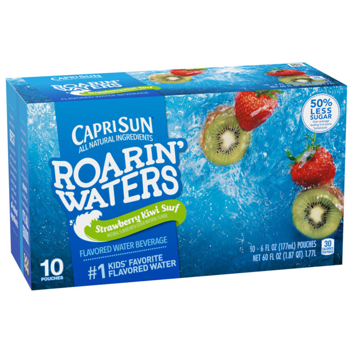 Capri Sun, Roarin' Waters Strawberry Kiwi Surf Flavored Water Pouches, Case Of 4, 60 Fl Oz - Image 1