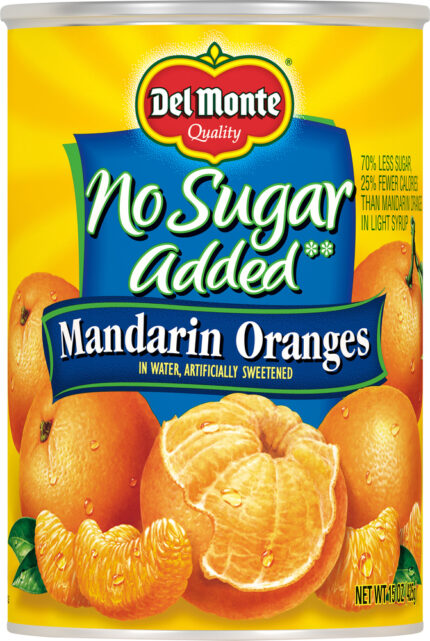 Del Monte, No Sugar Added Mandarin Oranges Can, Case Of 12, 15 Oz