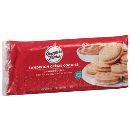 Shoppers Value, Peanut Butter Sandwich Creme Cookies Family Size, Case Of 9, 25 Oz