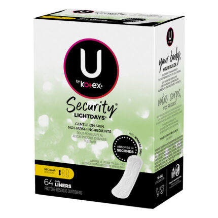 Kotex, Security Lightdays Regular Daily Liners, Case Of 8, 64 Ct