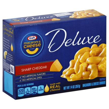 Kraft, Deluxe Sharp Cheddar Macaroni & Cheese Dinner Pack Boxes, Case Of 12, 14 Oz