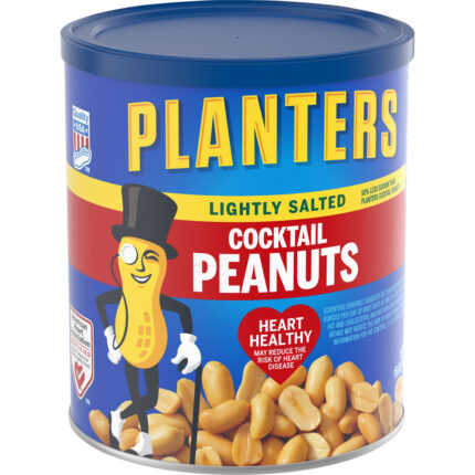 Planters, Lightly Salted Cocktail Peanuts Canister, Case Of 12, 16 Oz