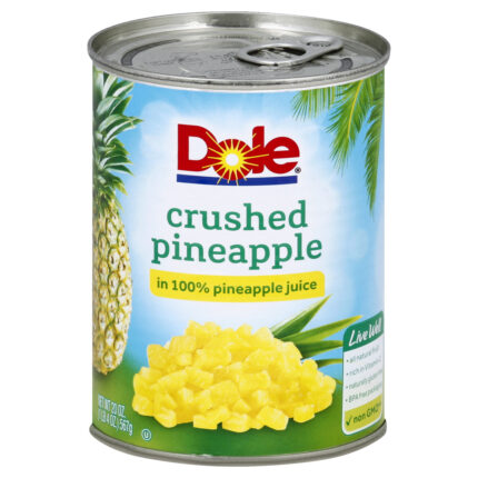Dole, Crushed Pineapple In 100% Juice, Case Of 12, 20 Oz
