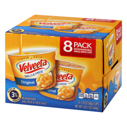 Velveeta, Shells And Cheese Original Microwavable Shell Pasta And Cheese Sauce Pack Cups, Case Of 1, 19.12 Oz