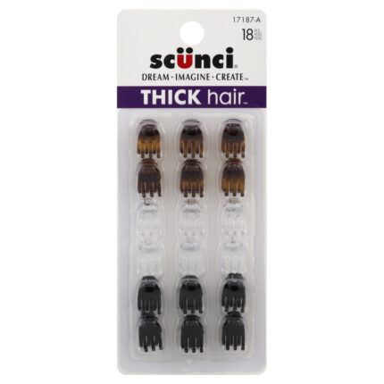 Scunci, Thick Hair Mini Jaw Clips, Case Of 3, 18 Ct
