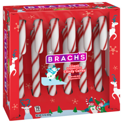 Brach'S, Holiday Giant Peppermint Candy Canes, Case Of 4, 15 Oz