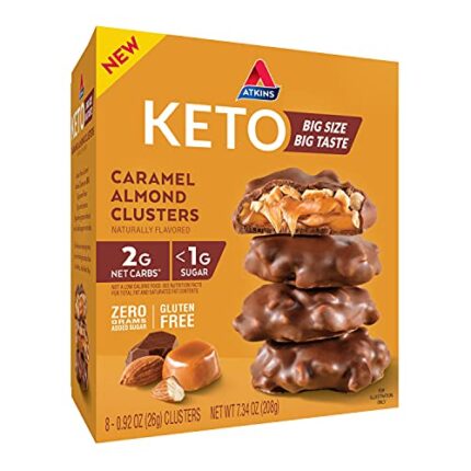 Atkins, Keto Caramel Almond Clusters 8 - .92 Oz Clusters, Case Of 4, 7.34 Oz