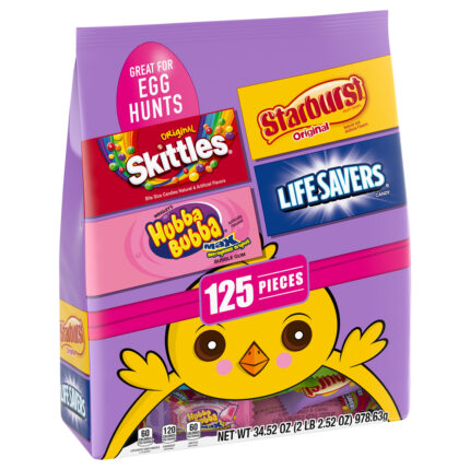 Mars, Skittles Starburst Life Savers Hubba Bubba Assorted Easter Chewy Candy Variety Pack 125 Piece Bag, Case Of 6, 34.52 Oz