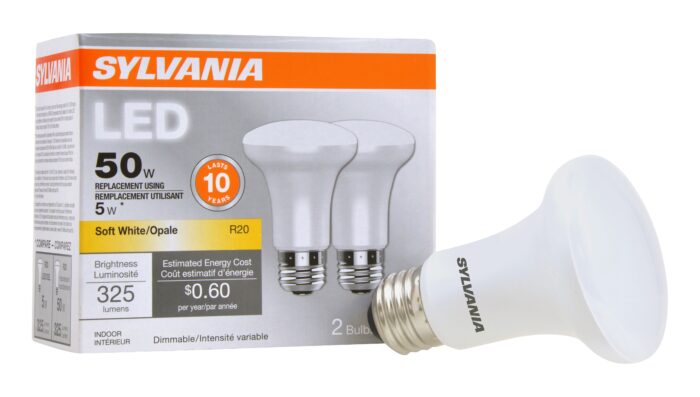 Sylvania, Led Flood Light Bulb Soft White Type R20 5W 50W Equivalent Dimmable, Case Of 6, 2 Ct - Image 1