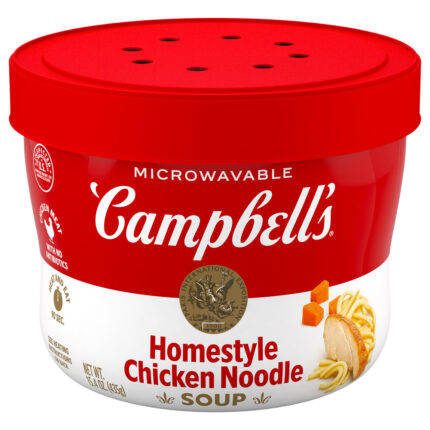 Campbell'S, Microwaveable Homestyle Chicken Noodle Soup, Case Of 8, 15.4 Oz