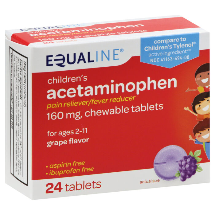 Equaline, Children'S Acetaminophen Chewable Tablets Grape Flavor, 1 Each, 24 Ct - Image 1