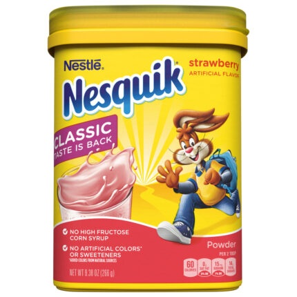 Nesquik, Plant Based Milk Powder Strawberry Canister, Case Of 6, 9.38 Oz.