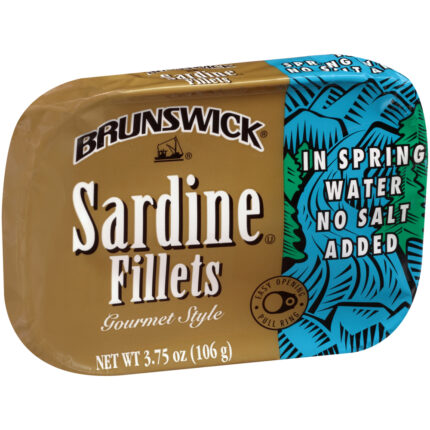 Brunswick, Sardine Fillets In Spring Water No Salt Added, Case Of 12, 3.75 Oz