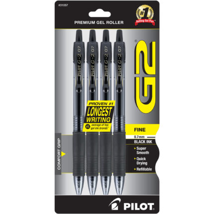 Pilot, G2 Premium Retractable 0.7Mm Fine Point Gel Ink Rolling Ball Pens, Case Of 6, 4 Ct