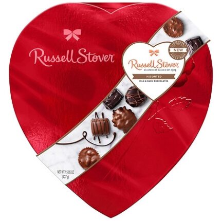 Russell Stover, Chocolate Red Foil Heart Box Assorted, Case Of 3, 15.05 Oz