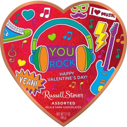 Russell Stover, Chocolates Tween Heart Box Designs Assorted, Case Of 12, 3.1 Oz