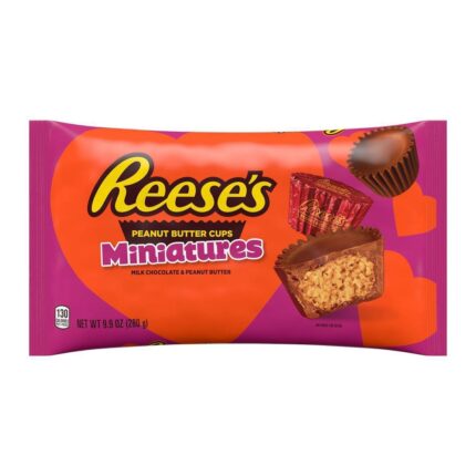 Reese'S, Miniatures Milk Chocolate Peanut Butter Cups Candy Valentine'S Day Bag, Case Of 12, 9.9 Oz