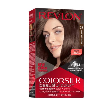 Revlon, Colorsilk Beautiful Color Permanent Hair Color 33 Dark Soft Brown, Case Of 3, 1 Ct