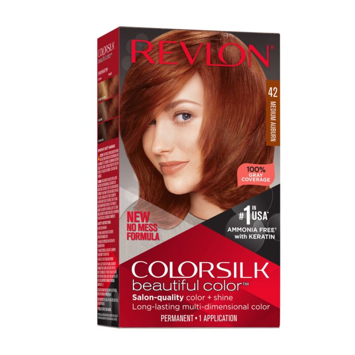 Revlon, Colorsilk Beautiful Color Permanent Hair Color 42 Medium Auburn, Case Of 3, 1 Ct - Image 1