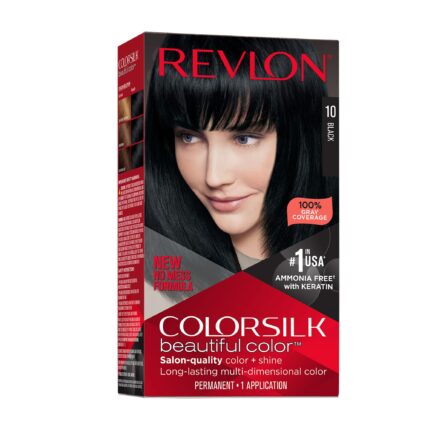 Revlon, Colorsilk Beautiful Color Permanent Hair Color 10 Black, Case Of 3, 1 Ct