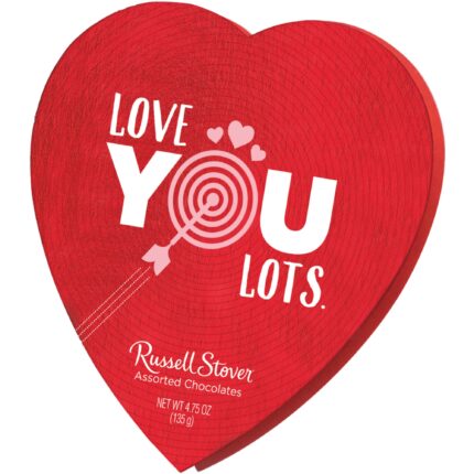 Russell Stover, Chocolates Love You Lots Hearts Box Assorted, Case Of 12, 4.75 Oz