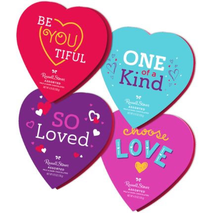 Russell Stover, Chocolates Encouragement Heart Box Designs Assorted, Case Of 12, 4.75 Oz