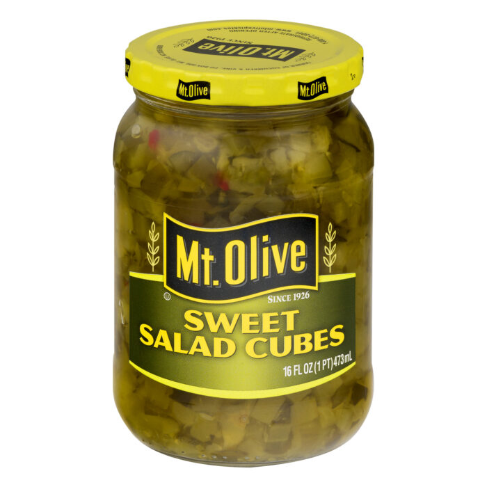 Mt. Olive, Pickles Sweet Salad Cubes Jar, Case Of 12, 16 Fl Oz - Image 1