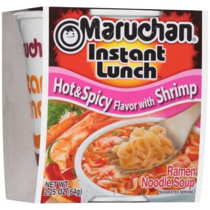 Maruchan, Instant Lunch Hot & Spicy Shrimp Flavor Noodle Soup, Case Of 12, 2.25 Oz
