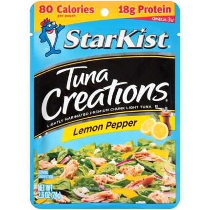 Starkist, Tuna Creations Lightly Marinated Premium Chunk Light Tuna Lemon Pepper, Case Of 24, 2.6 Oz