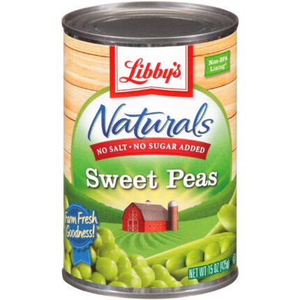 Libby'S, Naturals No Salt & No Sugar Added Sweet Peas, Case Of 12, 15 Oz
