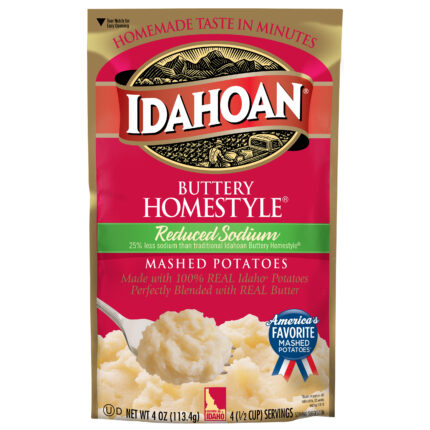 Idahoan, Buttery Homestyle Reduced Sodium Instant Mashed Potatoes, Case Of 12, 4 Oz.