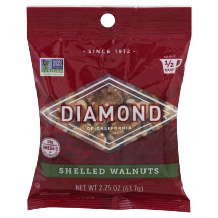 Diamond Of California, Shelled Walnuts, Case Of 12, 2.25 Oz