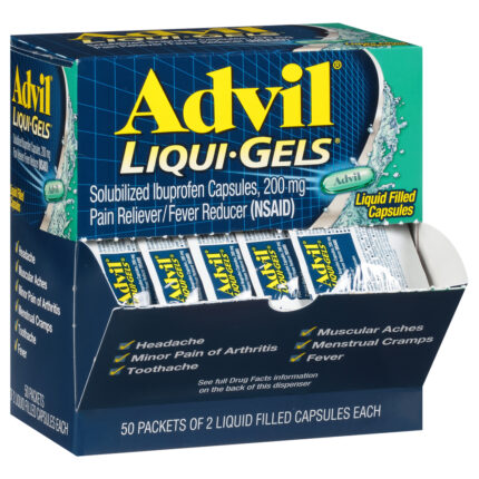 Advil, Liqui-Gels Pain Reliever &Fever Reducer Ibuprofen For Pain Relief 50X2 Liquid Filled Capsules, Case Of 50, 2 Ct