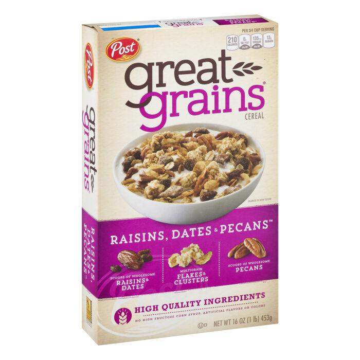 Post, Great Grains Whole Grain Cereal Raisins Dates And Pecans, Case Of 12, 16 Oz - Image 1