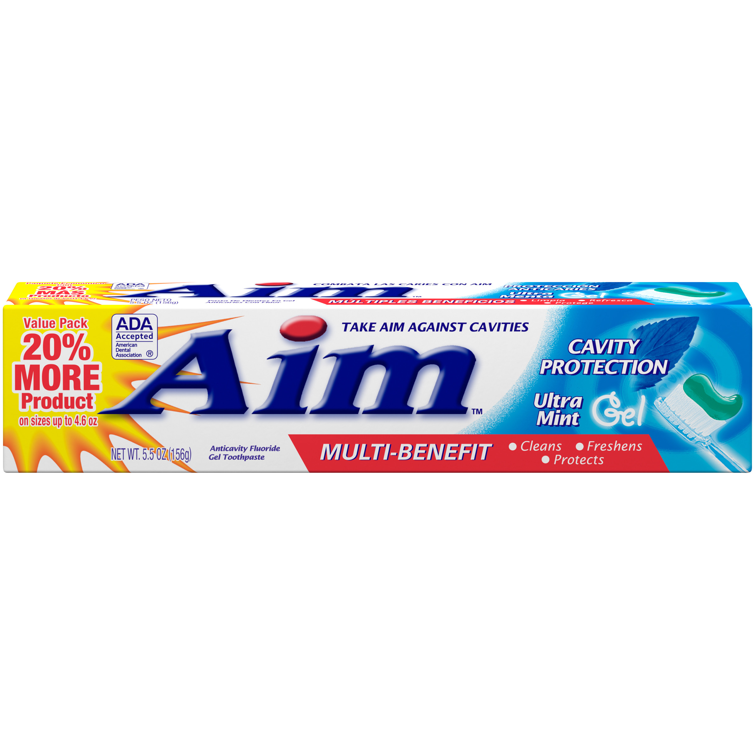 32417751_BarCode_O.jpg Aim, Anticavity Fluoride Gel Toothpaste Ultra Mint By, Case Of 24, 5.5 Oz - Image 1