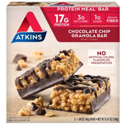 Atkins, Protein Meal Bar Chocolate Chip Granola 5/1.69 Oz, Case Of 6, 8.47 Oz